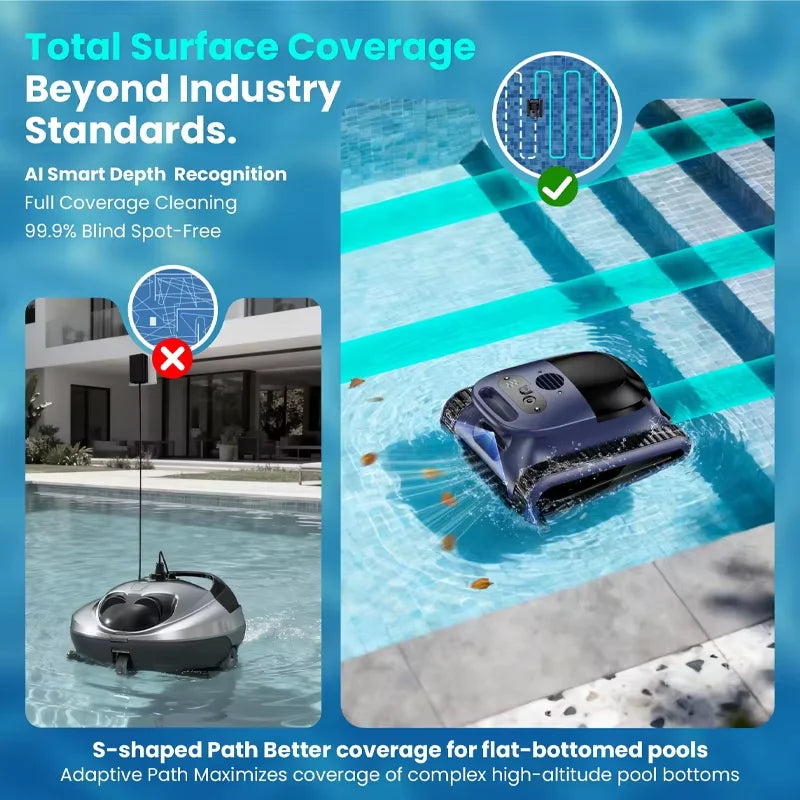 Cordless Robotic Cleaner, for Inground Pools up to 2000 Sq.ft, all and Waterline Cleaning Vacuum