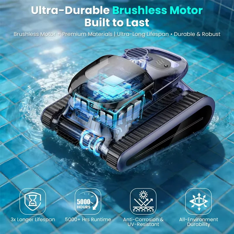 Cordless Robotic Cleaner, for Inground Pools up to 2000 Sq.ft, all and Waterline Cleaning Vacuum