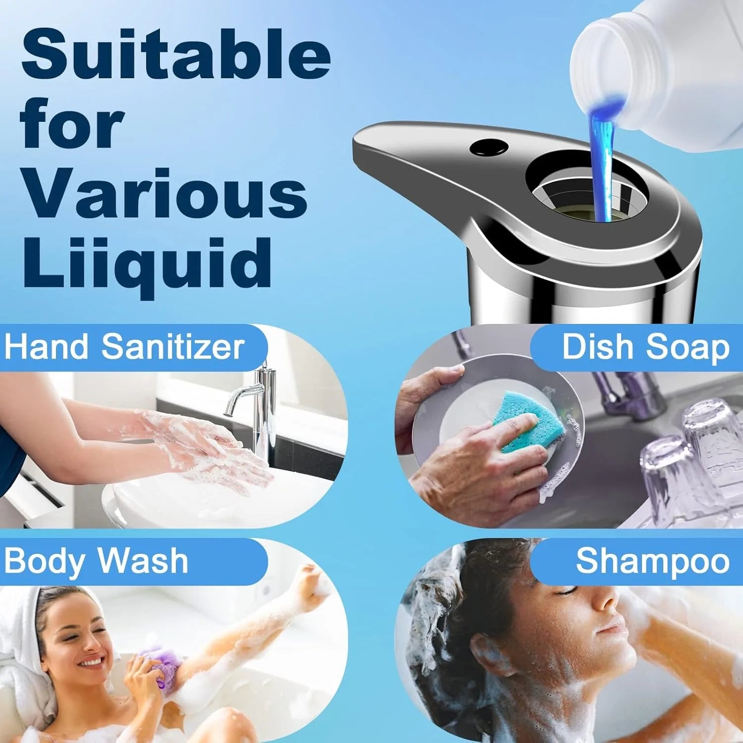 Touchless Automatic Soap Dispenser With Infrared Sensor  and Large Capacity
