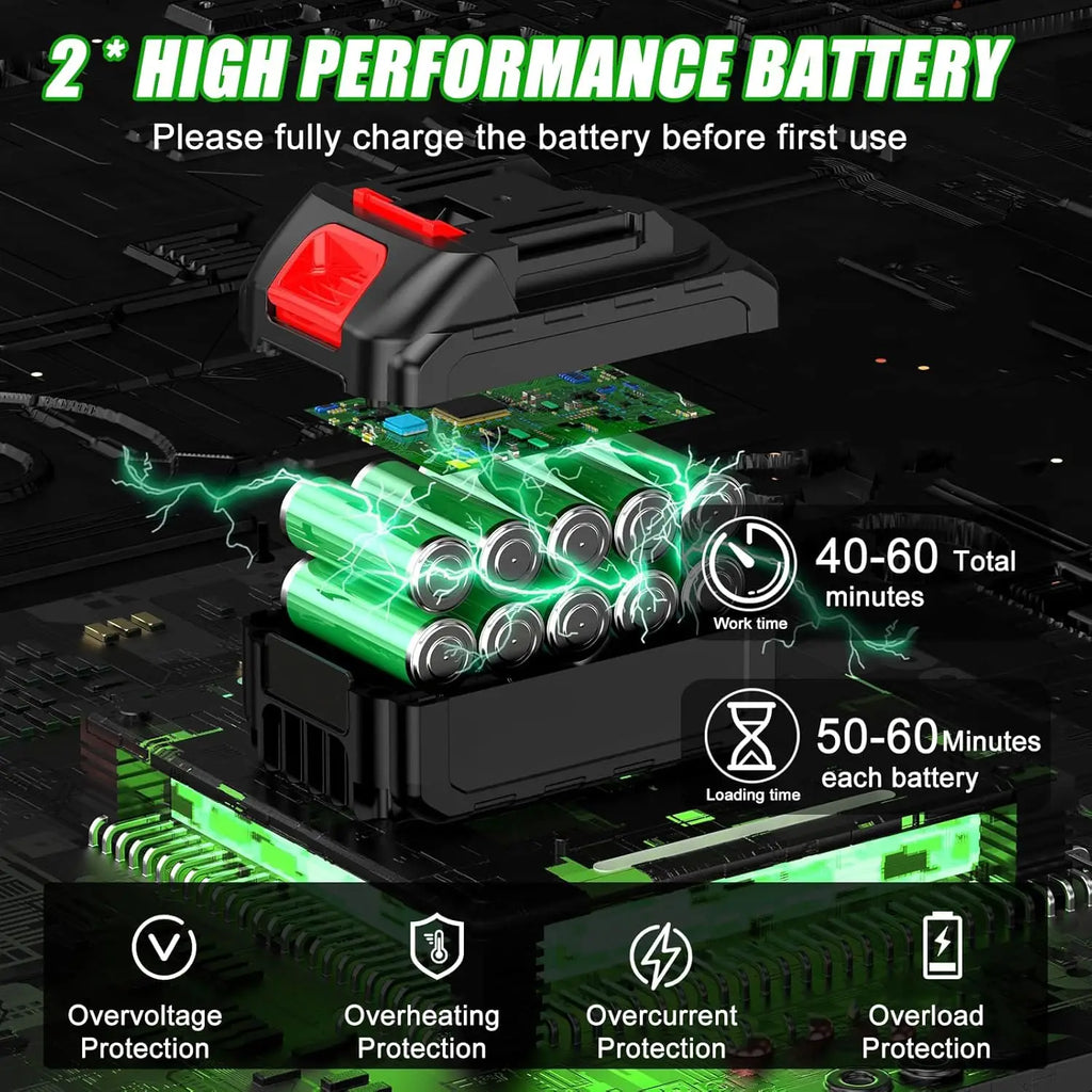 small portable cordless electric lawn mower with 2 high-capacity lithium batteries and 3 blades, man