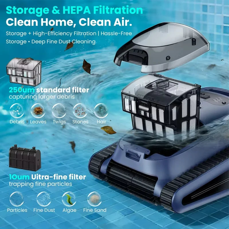 Cordless Robotic Cleaner, for Inground Pools up to 2000 Sq.ft, all and Waterline Cleaning Vacuum