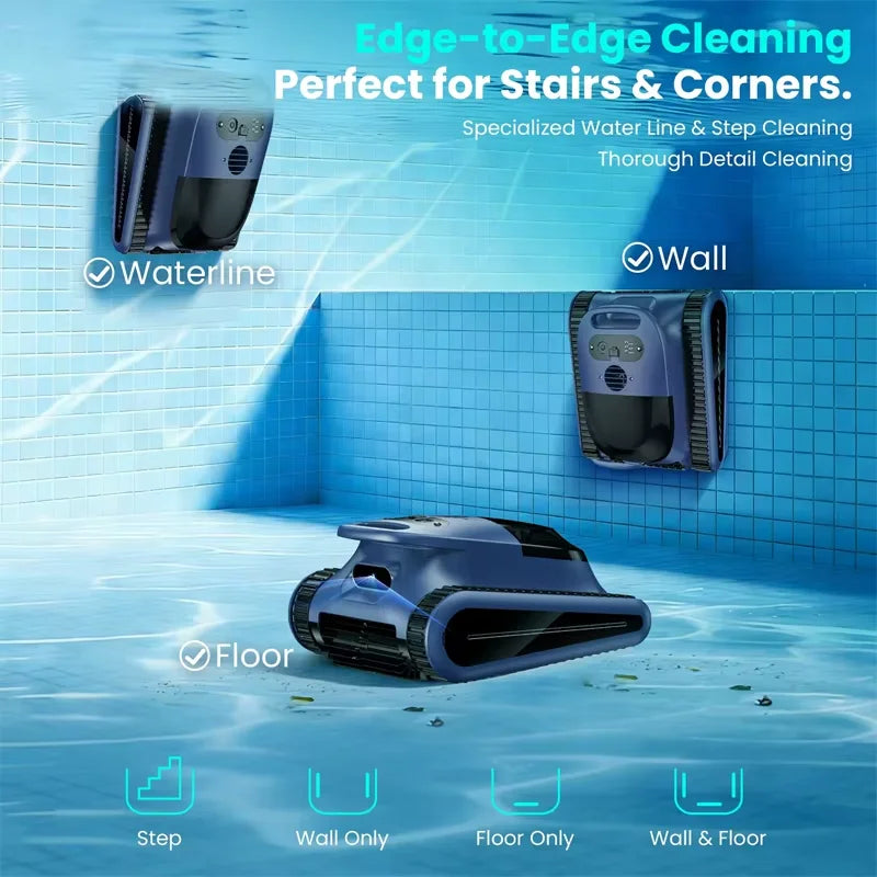 Cordless Robotic Cleaner, for Inground Pools up to 2000 Sq.ft, all and Waterline Cleaning Vacuum