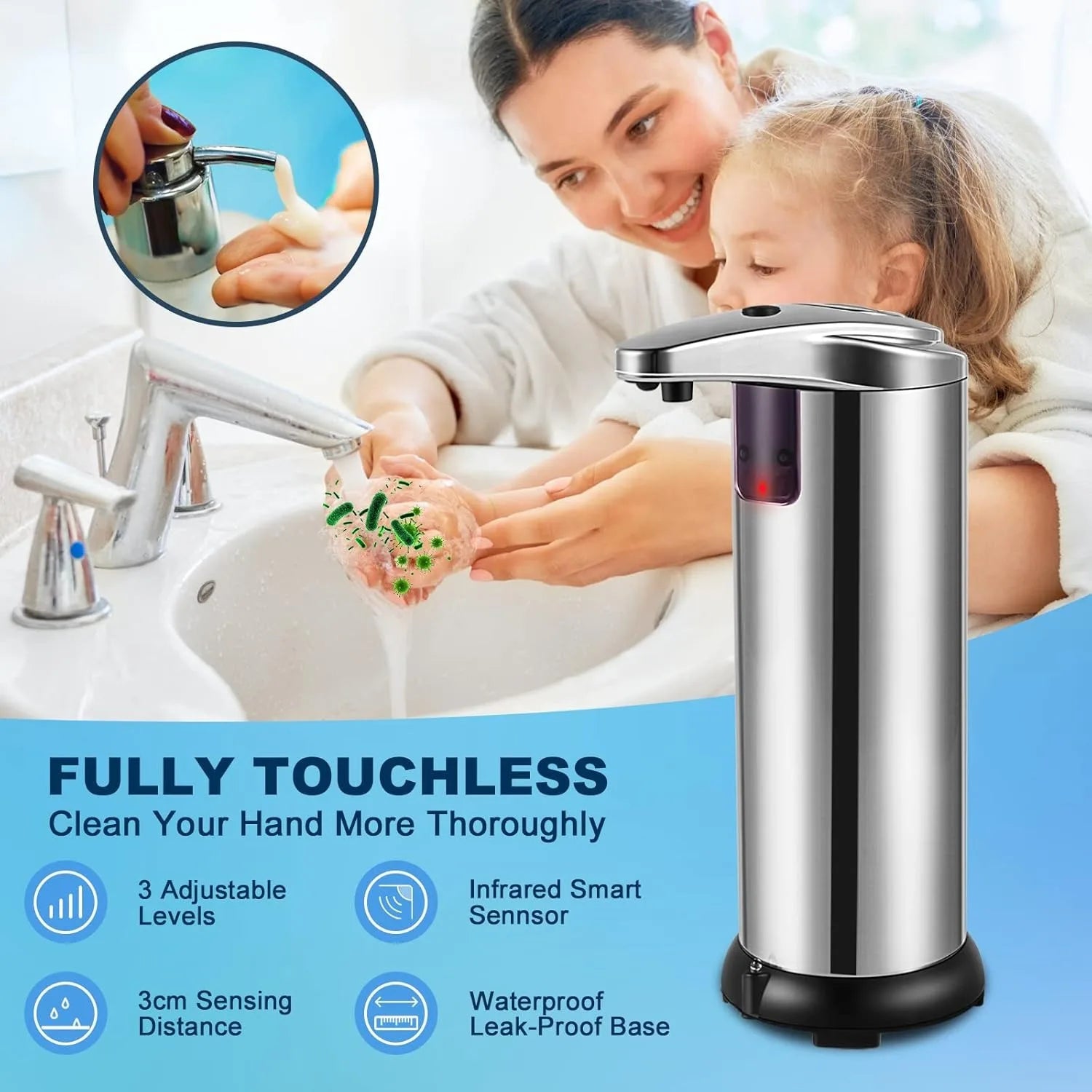 Touchless Automatic Soap Dispenser With Infrared Sensor  and Large Capacity