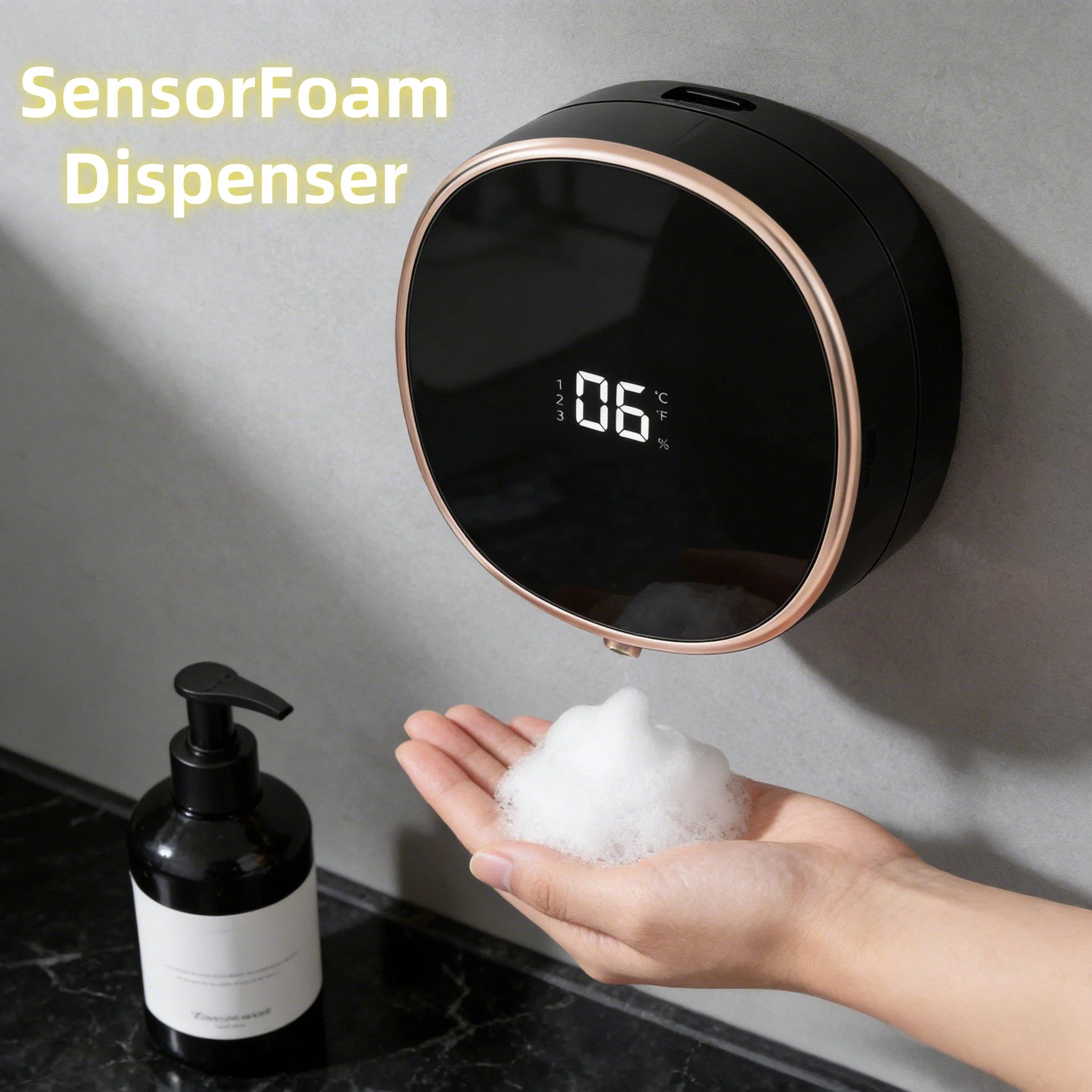 Automatic Touchless Foam Soap Dispenser Wall-Mounted Rechargeable with Digital Display