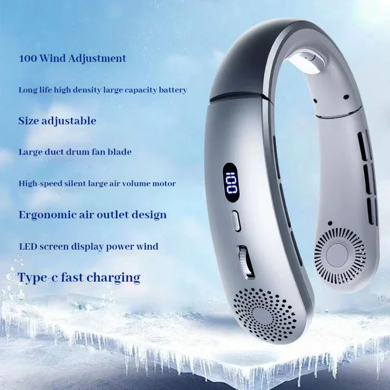 Wearable Neck Fan Low Noise 5 Speed Hands Free Cooling Fan Air Cooler