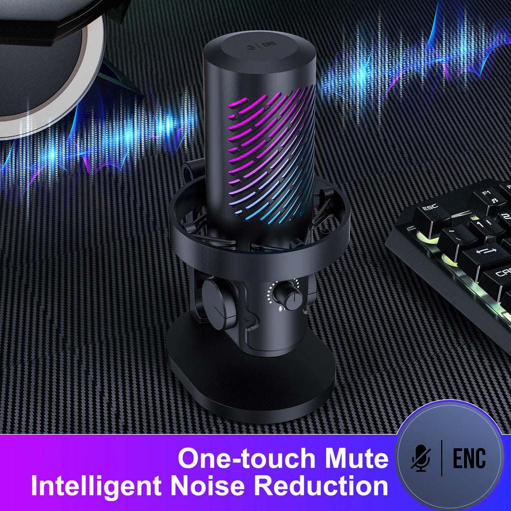 Tenlamp RGB USB Streaming Microphone ,Professionl Computer Condenser Mic For PC Mac Recording YouTube Podcasting Gaming Laptop Desktop