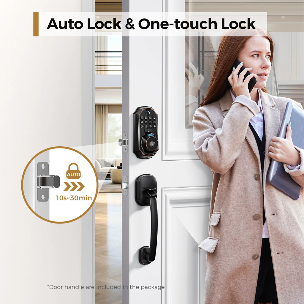 Smart Lock WiFi Keyless Door Lock with Camera , Fingerprint Entry and App-Controlled System