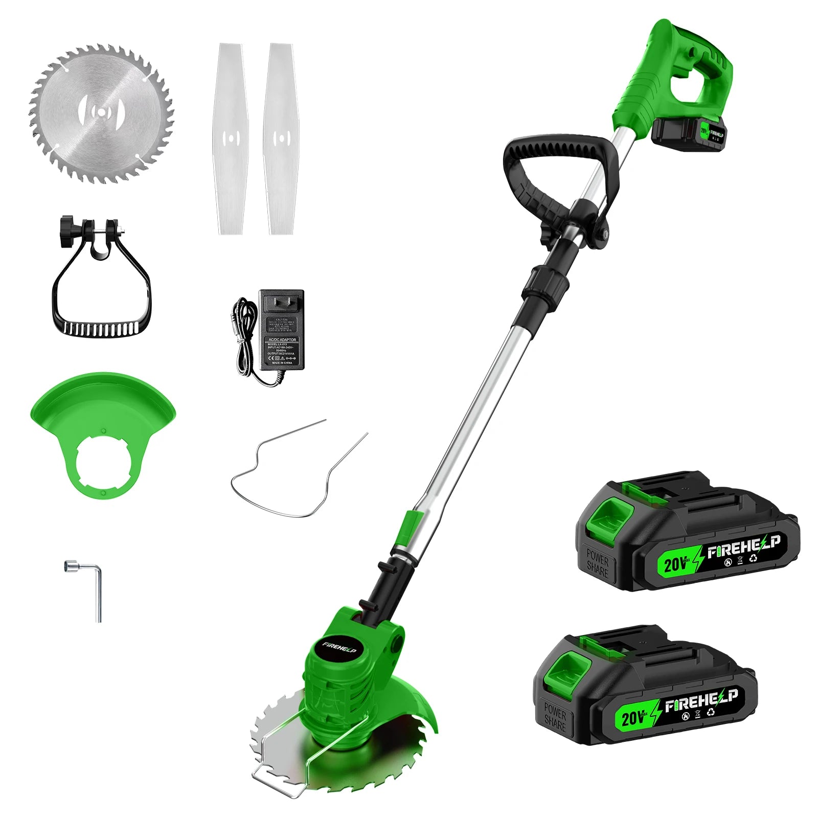 Cordless Electric Weed Eater & Multi-Function Lawn Mower with 3 Blades & 2 Lithium Batteries