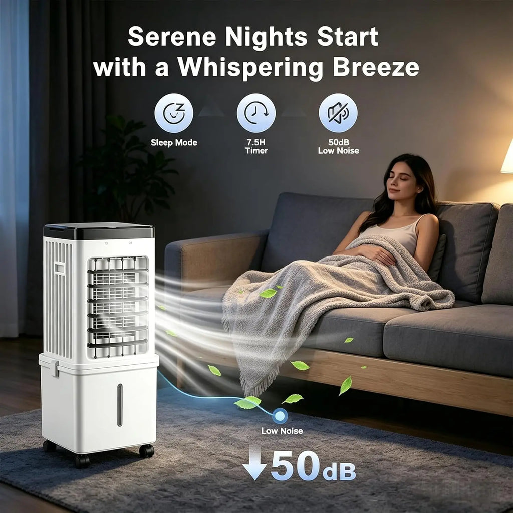Portable air conditioner, 120° rotatable air cooler, 4.2-gallon water tank