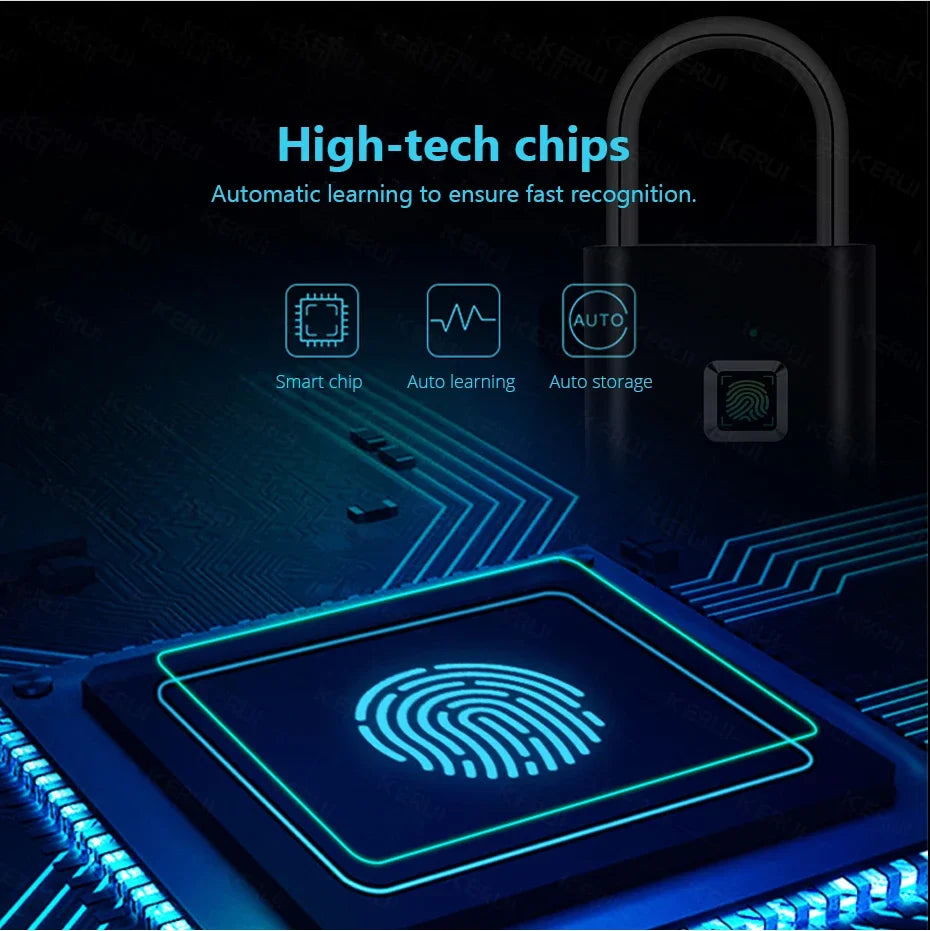 KERUI Keyless USB Charging Fingerprint Smart Waterproof Padlock