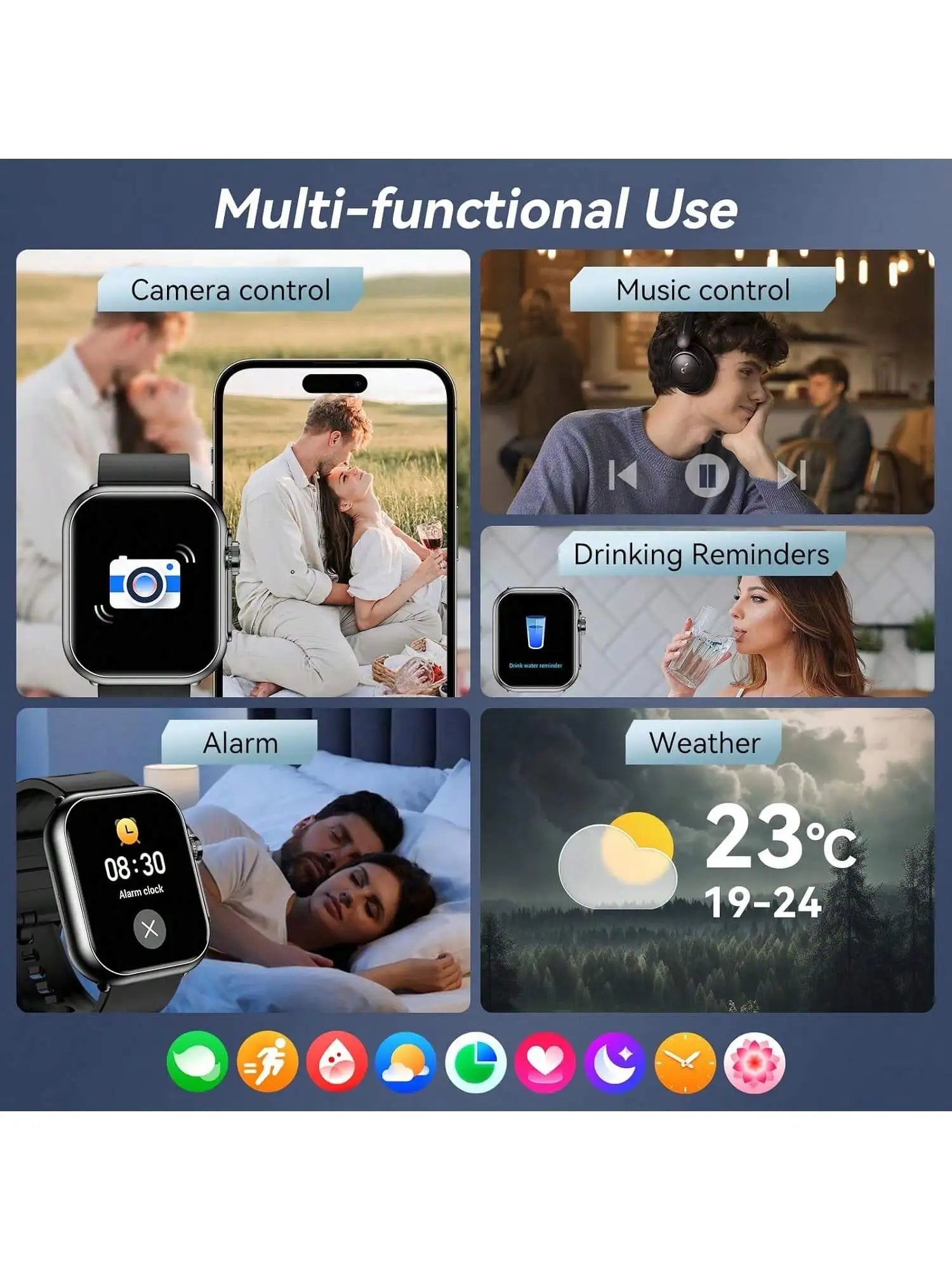 Smart Watche with Case and 7 Watch Bands, 2.07" HD Touch Screen Fitness Tracker with Bluetooth Calling