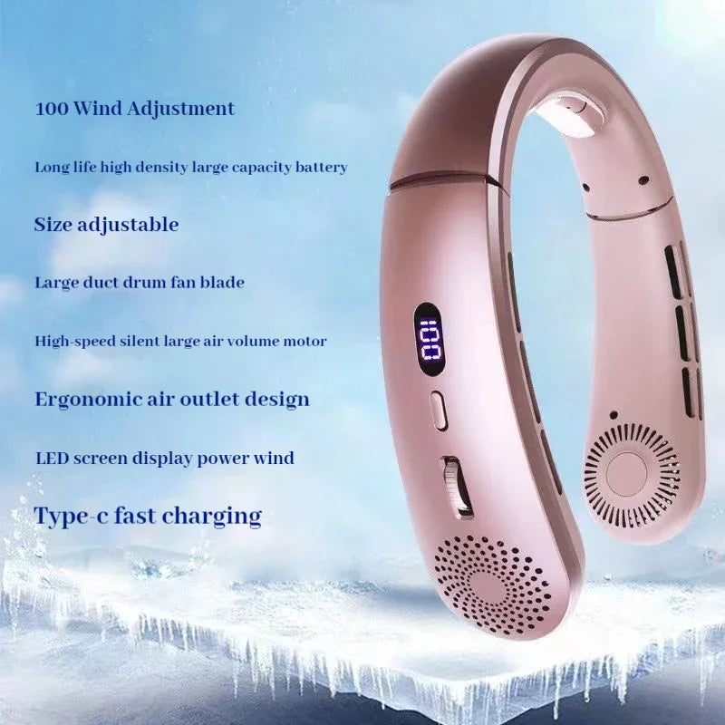 Wearable Neck Fan Low Noise 5 Speed Hands Free Cooling Fan Air Cooler