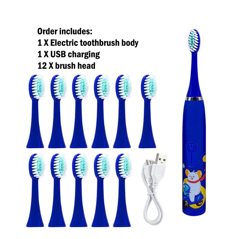 Children Rechargeable Sonic Toothbrush  With Replacement Head