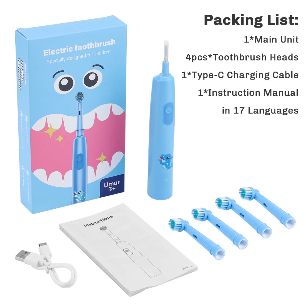 Smart Rotating Timing Electric Toothbrush, with 4 Heads, 5 Modes