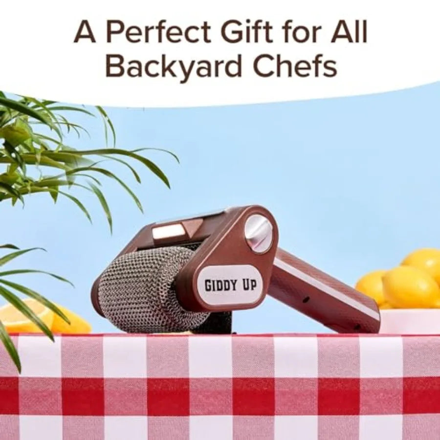 Grill Cleaner Cordless, Rechargeable BBQ Tool with 350 RPM Stainless Roller, LED Light Paten