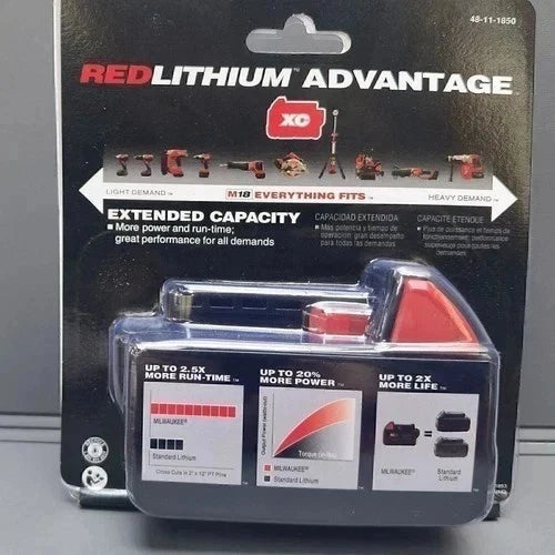 2 PCS Milwaukee 48-11-1850 M18 XC 5.0 AH 18 Volt Capacity Battery New In Pack