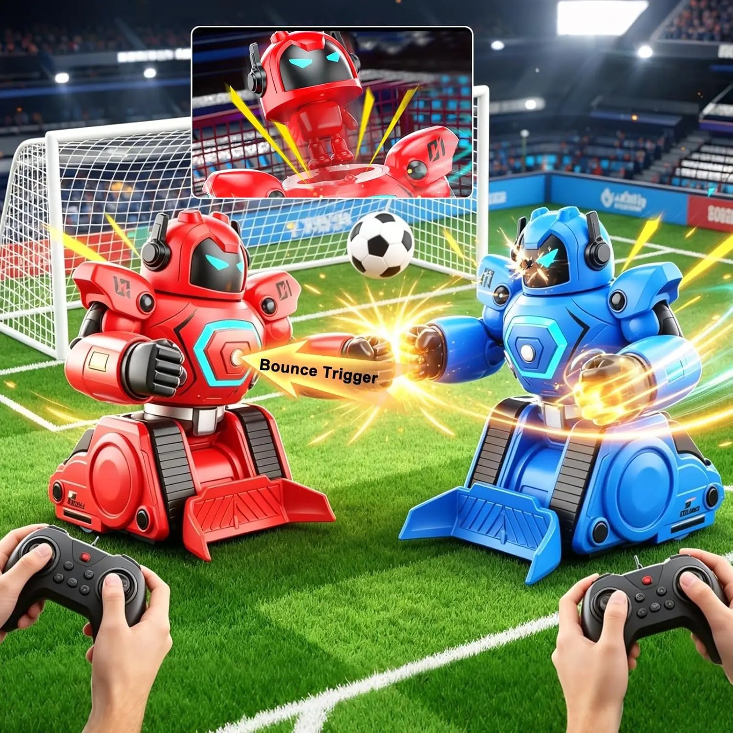 Interactive Remote Control Football Fighting Robots