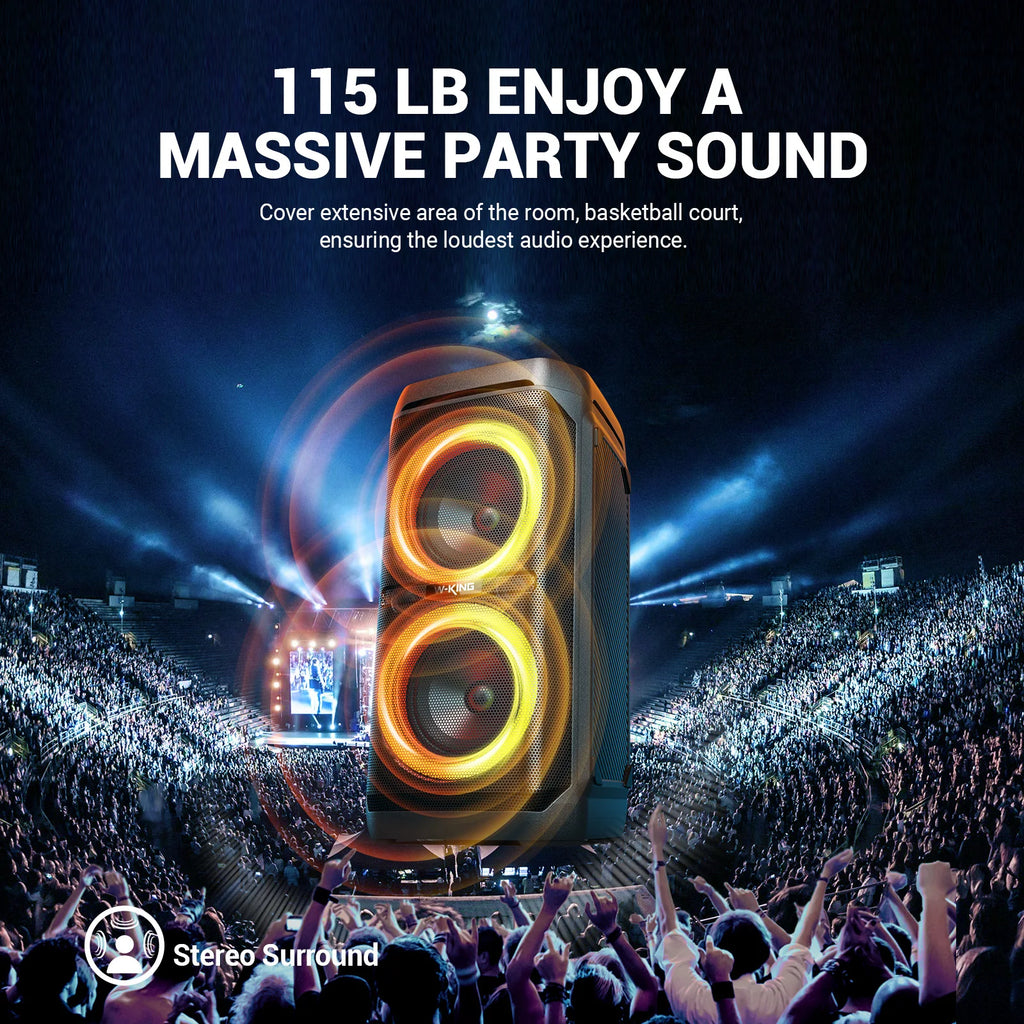 Bluetooth Portable Party Boombox Wireless Deep Bass/115dB Loud Massive Sound