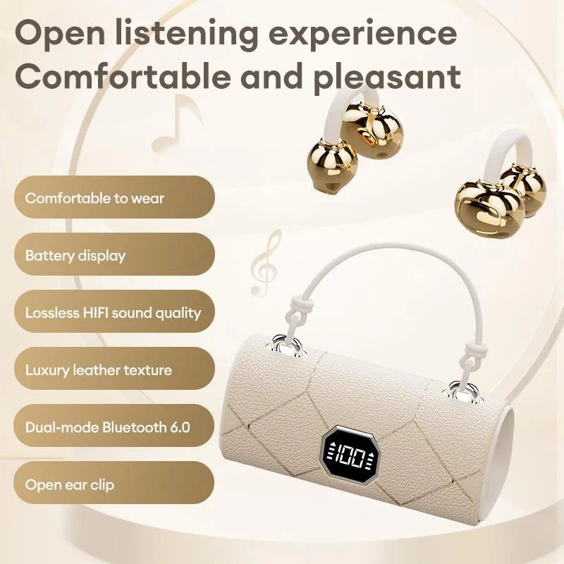 Fashion Clip-On Wireless Headphones With Butterfly Earrings Bluetooth 6.0 LED Display HiFi Sound Sport Earbuds