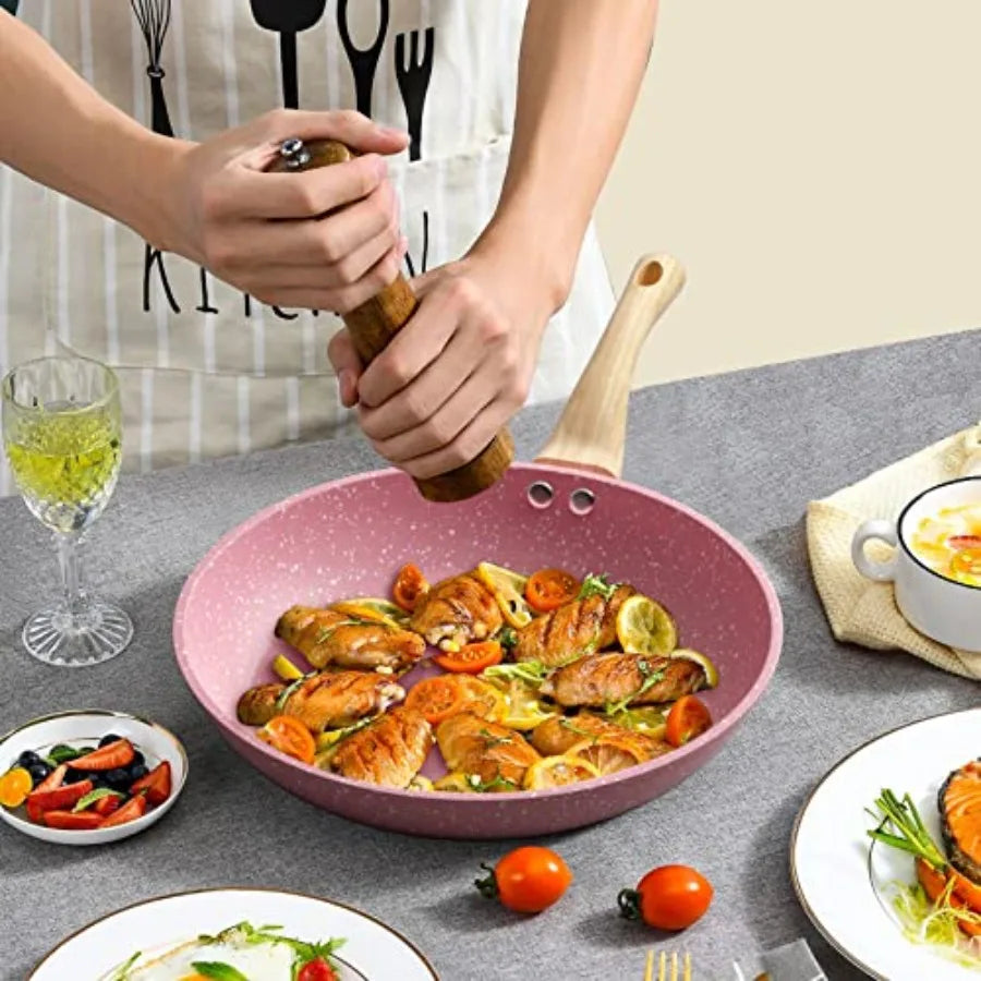 Nonstick Egg Pan for Kitchen Use, Stone-Coated Aluminum, Black, PFOA-Free and Induction Compatible