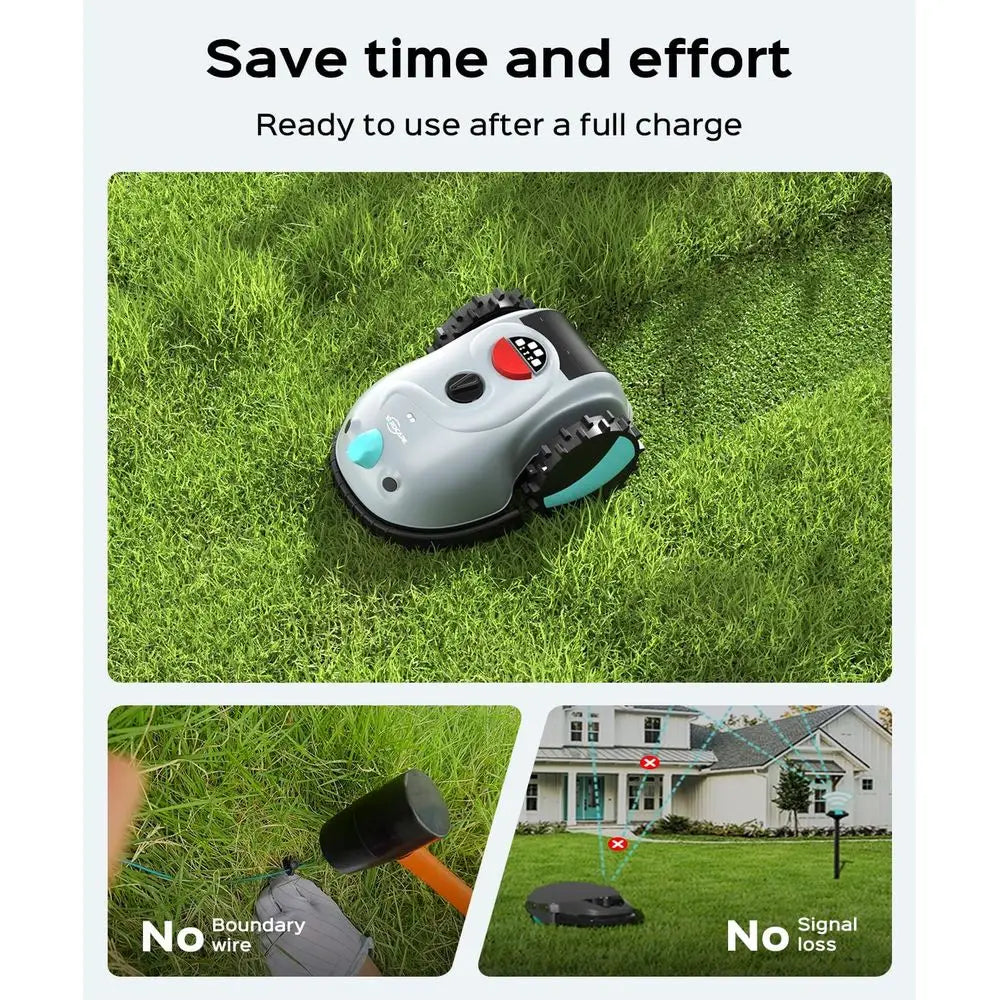 V100 Robot Lawn Mower with Navigation, Smart Obstacle Detection, Collision Sens, Adjustable Cutting Height, Low-Noise Operation—