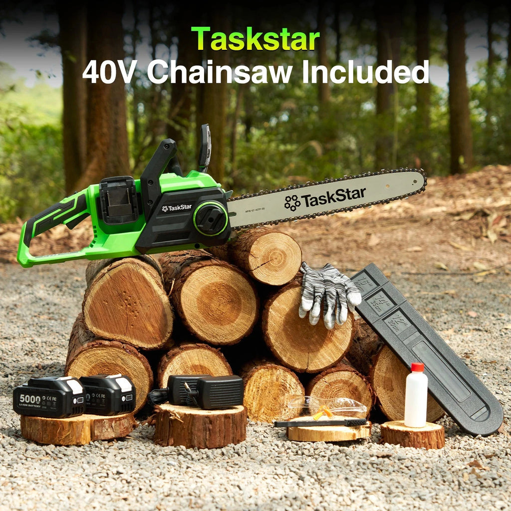 40V Electric 16-inch Cordless Chainsaw With 2 5.0Ah Batteries Power Tools For Wood Cutting Tree Trimming