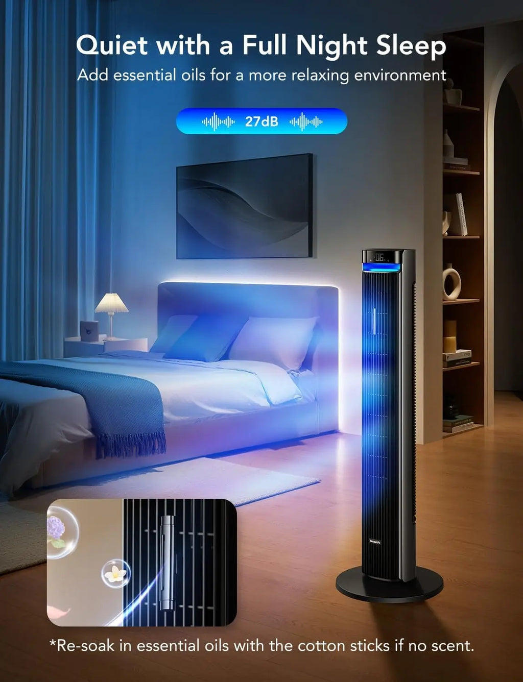42-Inch Smart Tower Fan with 150° Oscillation, App & Voice Control, 5 Modes & 12 Speeds Up to 26ft/s, 24-Hour Timer, 27dB Silent Cooling for Home Office, Silver
