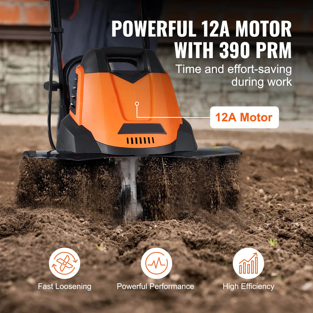 Corded Electric Tiller 18" Tilling Width 3.94" Tilling Depth
