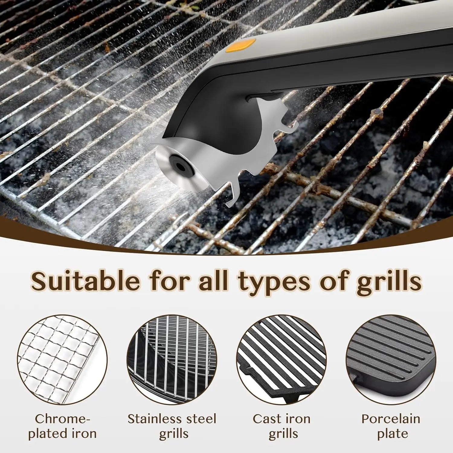 Electric Grill Brush Cleaner with Water Tank