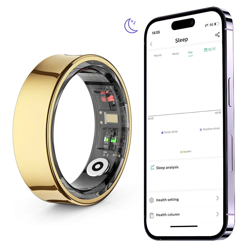 R09 Smart Ring ,Heart Rate Blood Oxygen Sleep Monitor w/ Charging Case