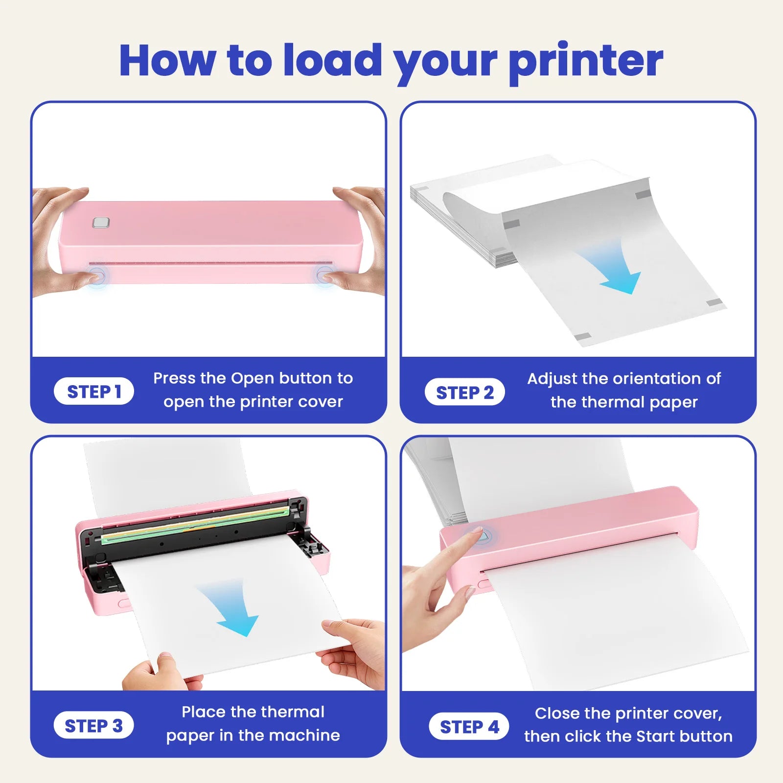 Portable Thermal Printer PDF Printing 1500mAh Battery Support Android iOS