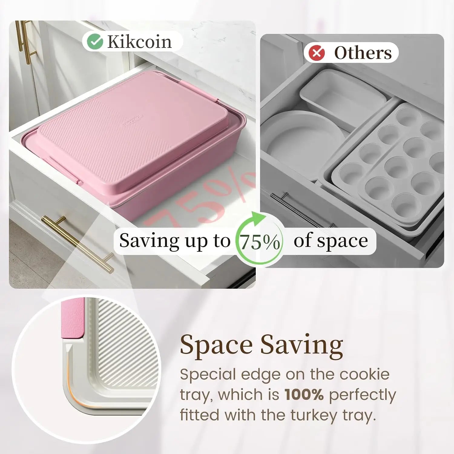 25 PCS Stackable Baking Pans Set, Non-Stick Bakeware with Silicone Handles