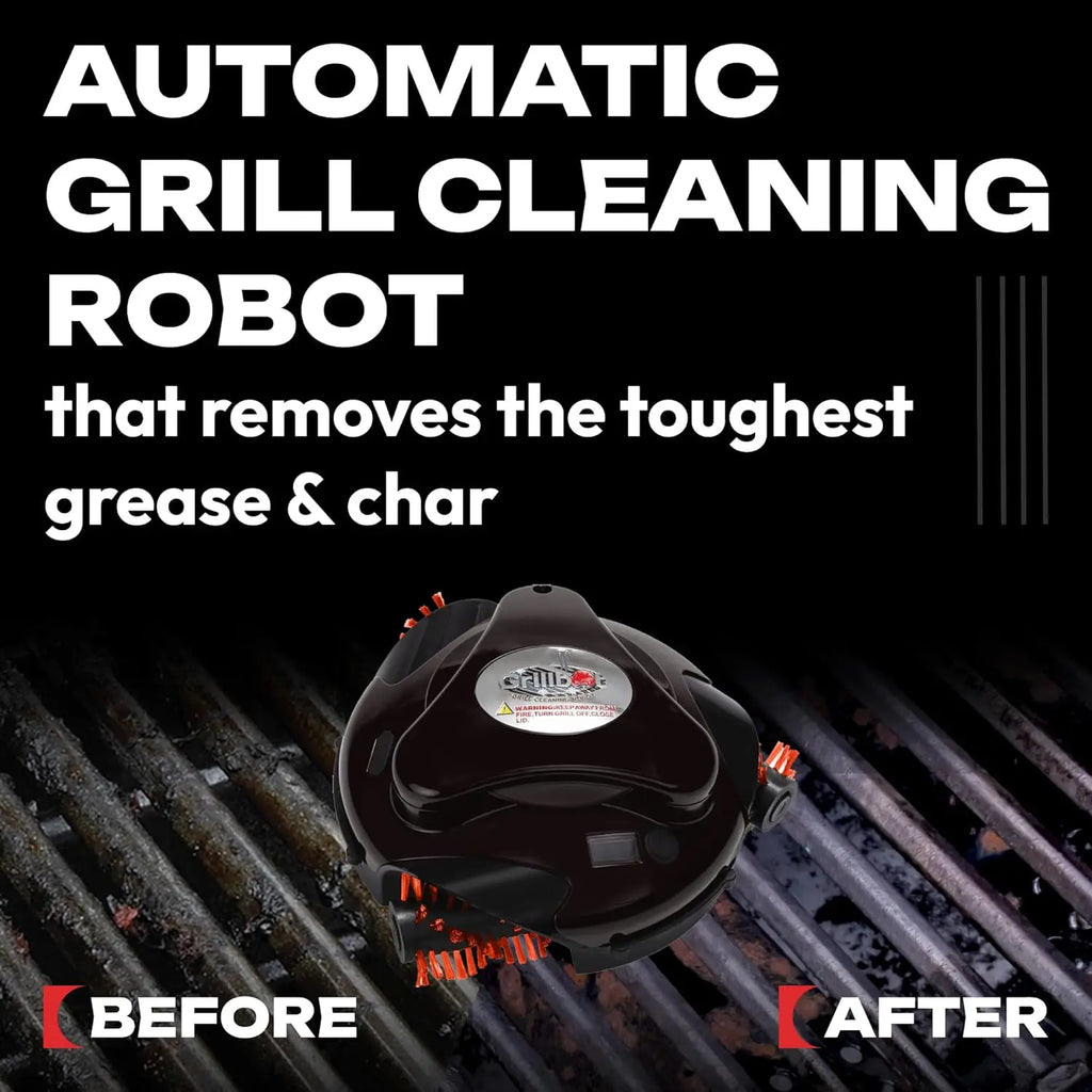 Automatic Grill Cleaning Robot , Cordless Rechargeable Grill Scrubber for Outdoor Grills (Red with Case)