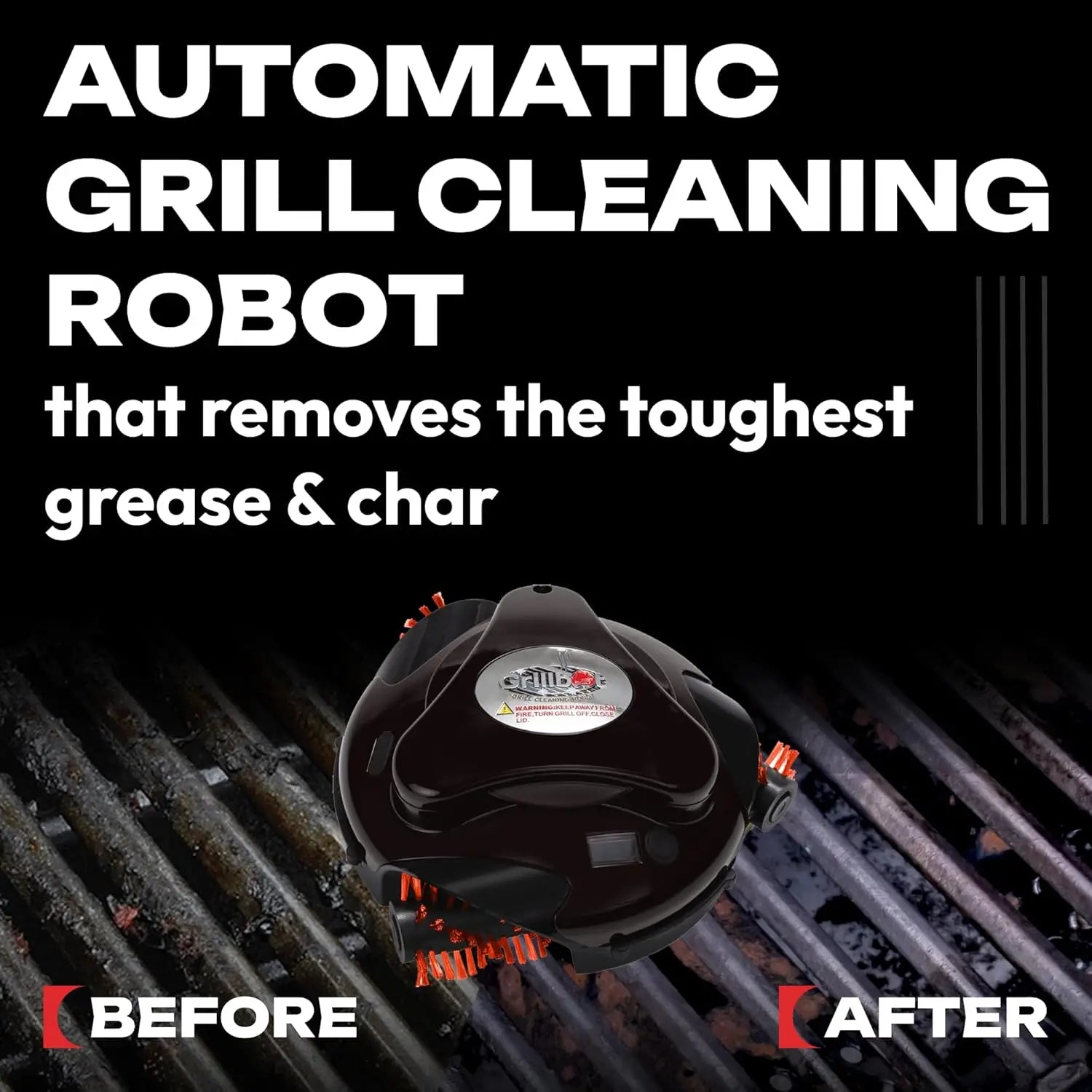 Automatic Grill Cleaning Robot , Cordless Rechargeable Grill Scrubber for Outdoor Grills (Red with Case)