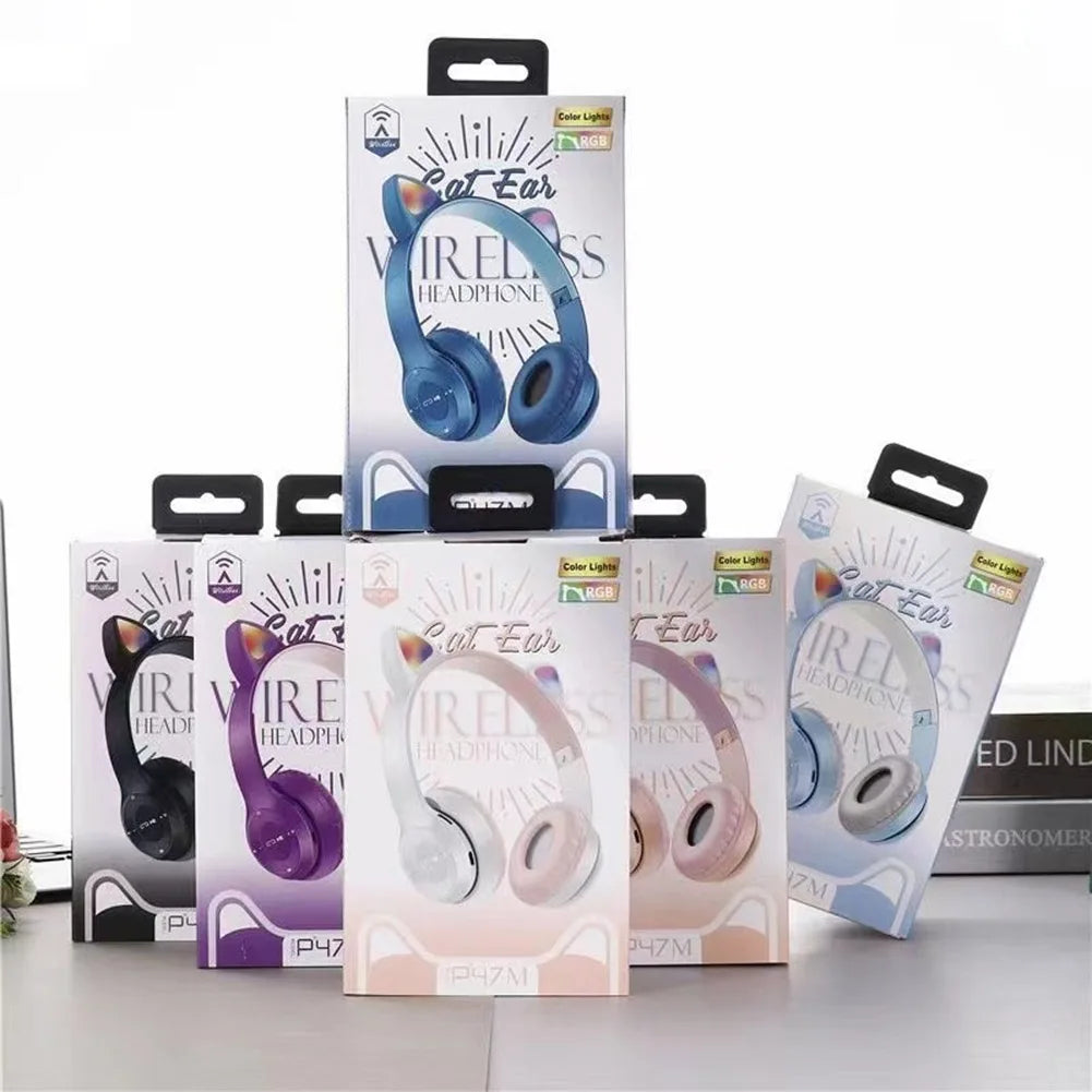 Wireless Cat Ear Gaming Headset with Glow Light