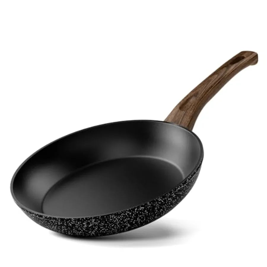 Nonstick Egg Pan for Kitchen Use, Stone-Coated Aluminum, Black, PFOA-Free and Induction Compatible