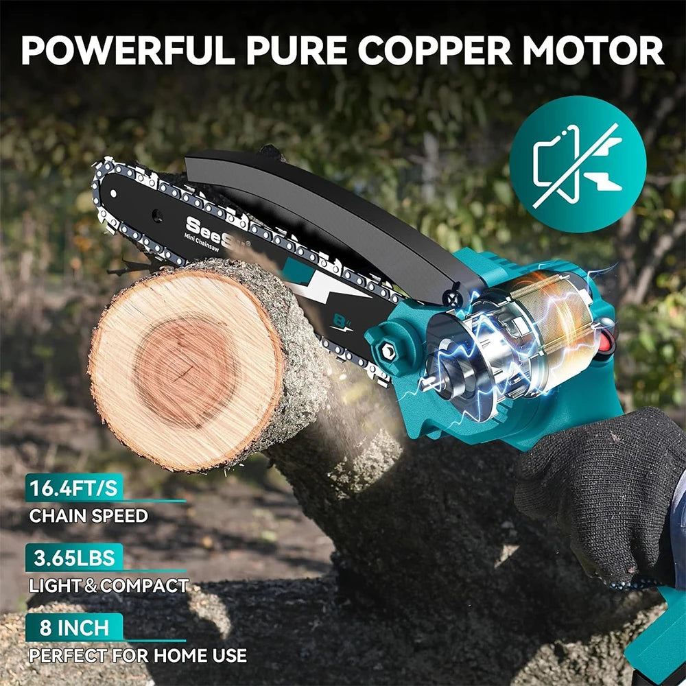 8 Inch Electric Chainsaw Wood Cutter Pruning Power Tool For Makita 18V Battery pin