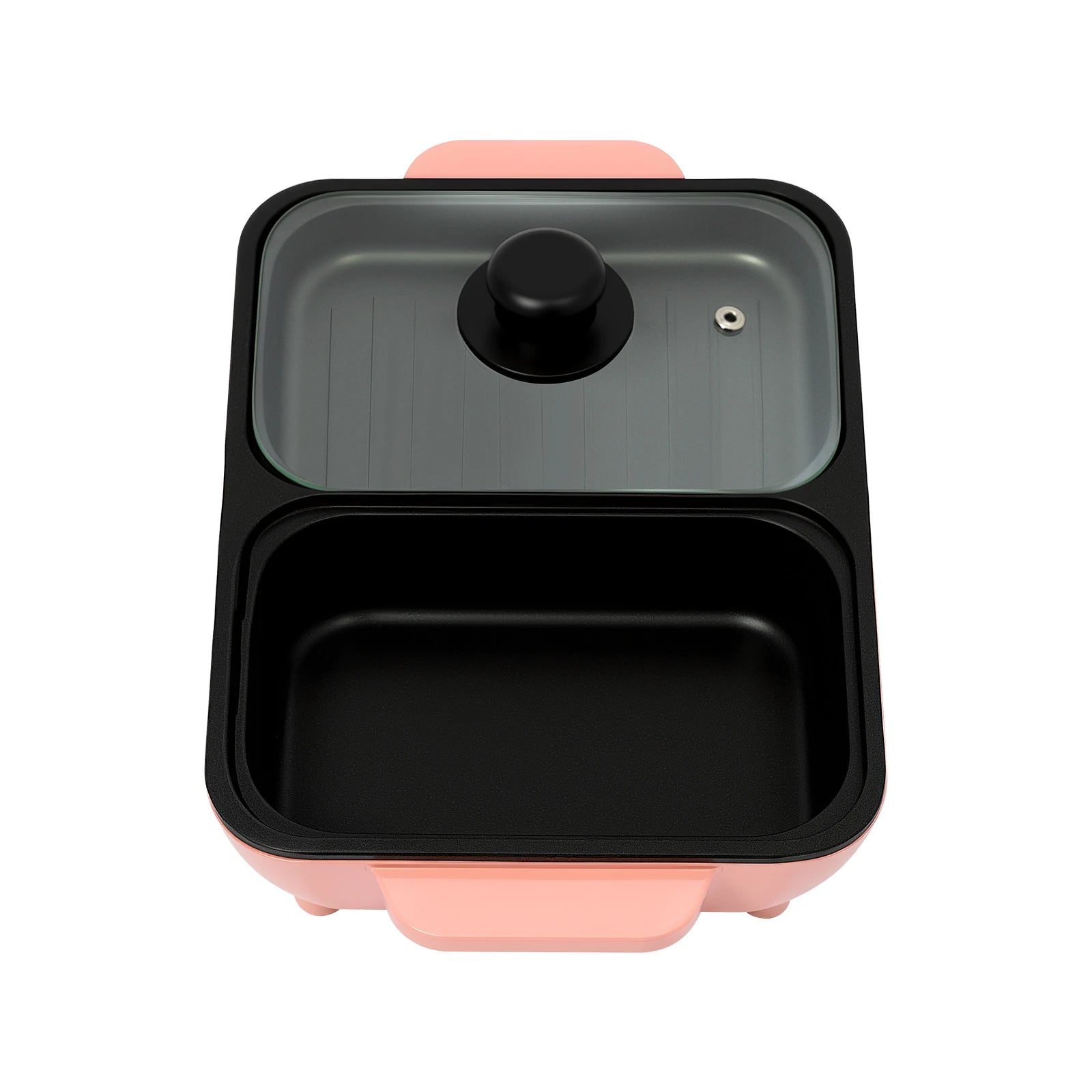 Electric Hot Pot, Mini Shabu Shabu and Grill Pan 110V, Pink Non-Stick Pot, American Standard, Portable Cooking Pot
