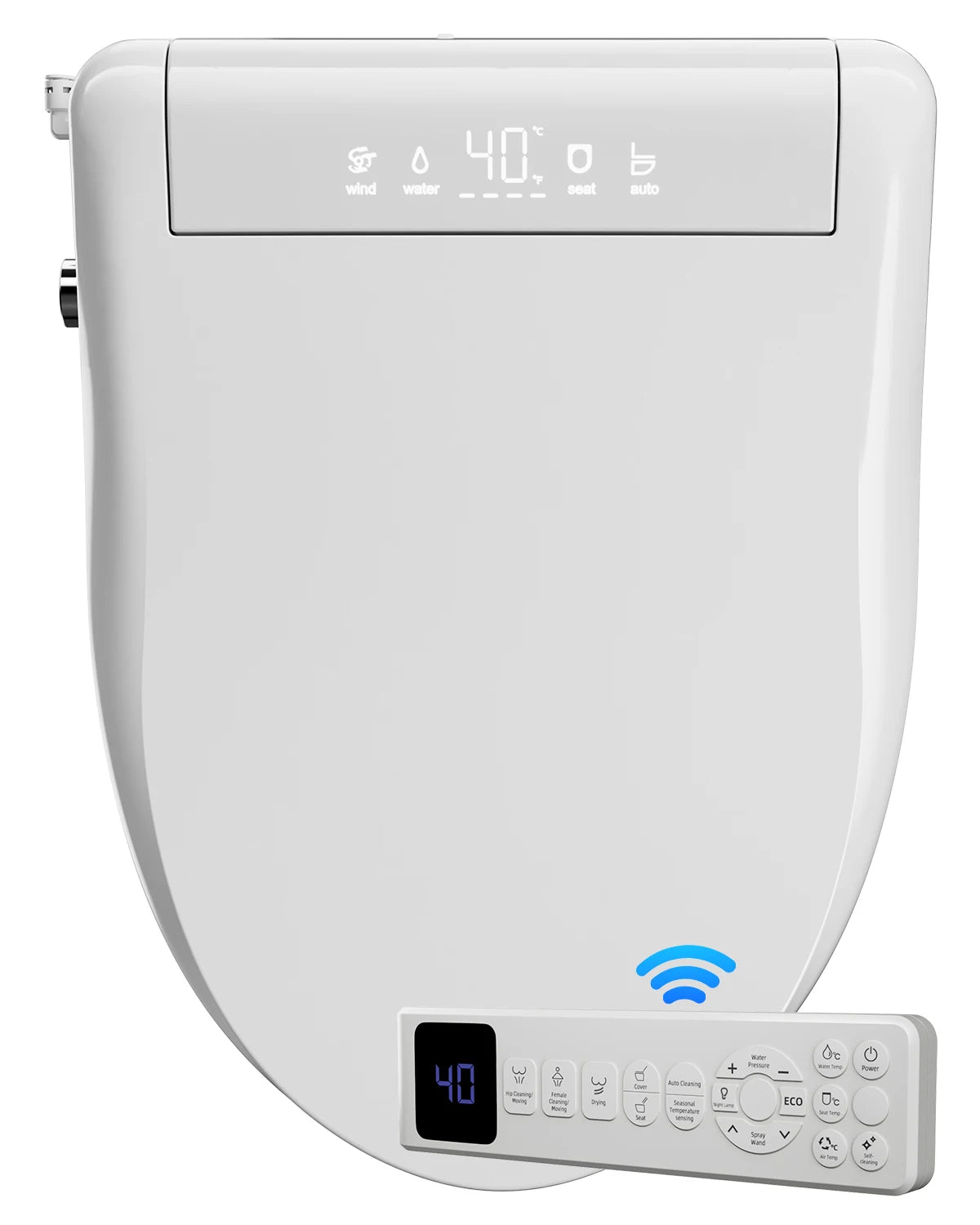 Elongated Smart Toilet Seat with Air Dryer, Night Light And Remote Control for Enhanced Bathroom Experience