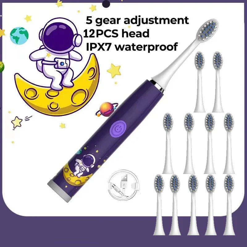 Children Rechargeable Sonic Toothbrush  With Replacement Head