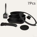 24pcs/7pcs/5pcs Cookware Set Non-Stick Pots & Pans Induction-Ready Kitchen Cookware Set Includes Skillet/Frying Pan/Soup Pot/Steak Pan Removable Handles