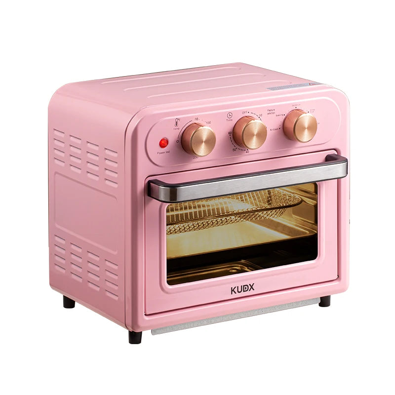 15L Retro Pink Multifunctional Air Fryer/Toaster Oven/Oven Oil-Free Baking Mini Electric Oven 15.85QT Countertop Oven