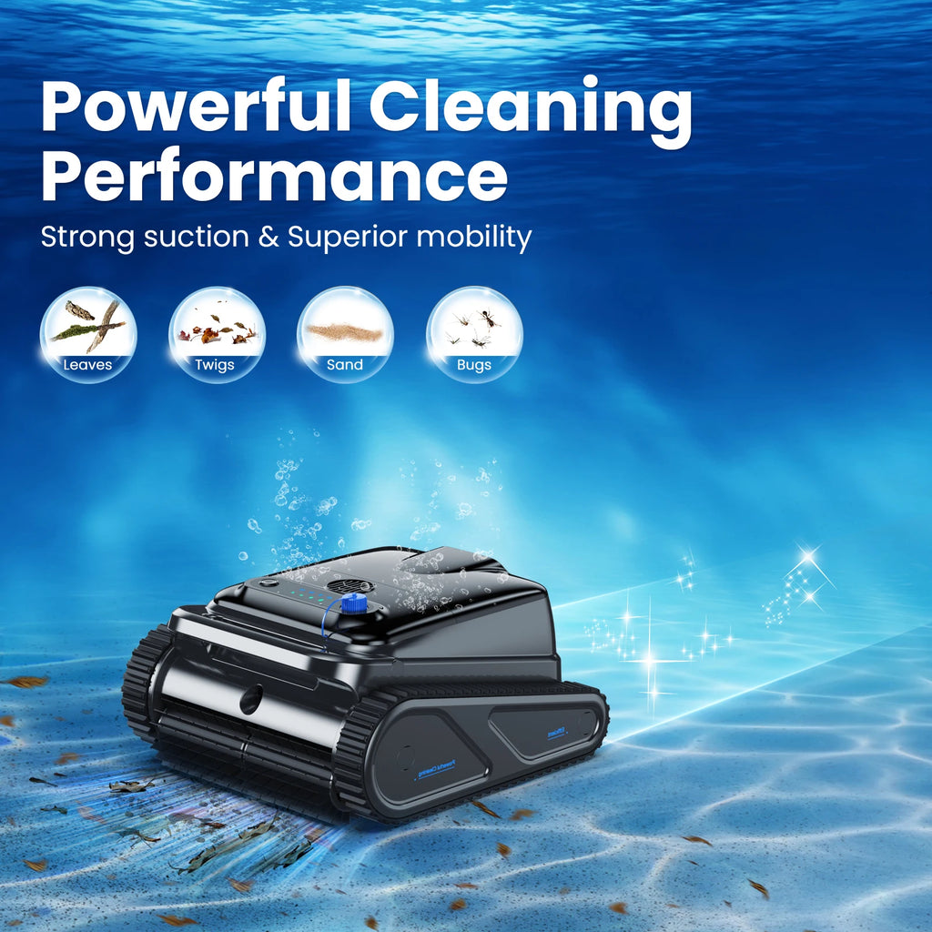 Robot Swimming Pool Cleaner Powerful Cordless Floor Wall Auto Cleaning