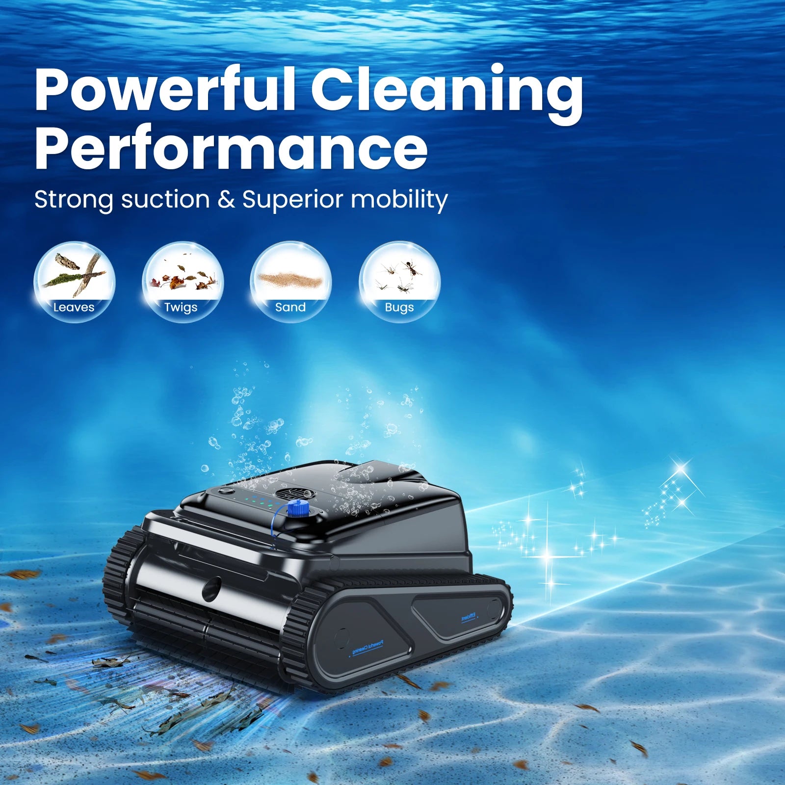 Robot Swimming Pool Cleaner Powerful Cordless Floor Wall Auto Cleaning