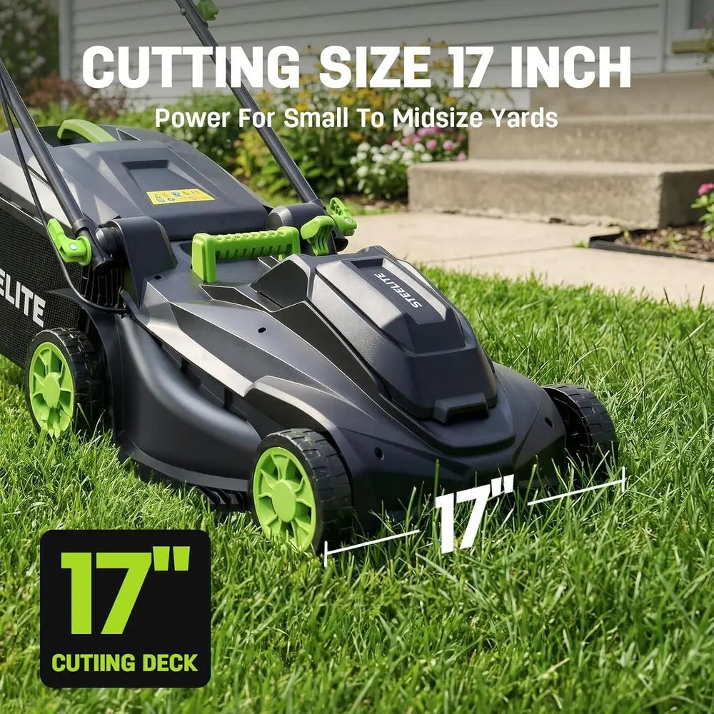 Electric Lawn Mower, 6-Height Settings, 2-in-1 Bagging/Mulching, Ideal for Small to Medium Yards, with 2x 4.0Ah