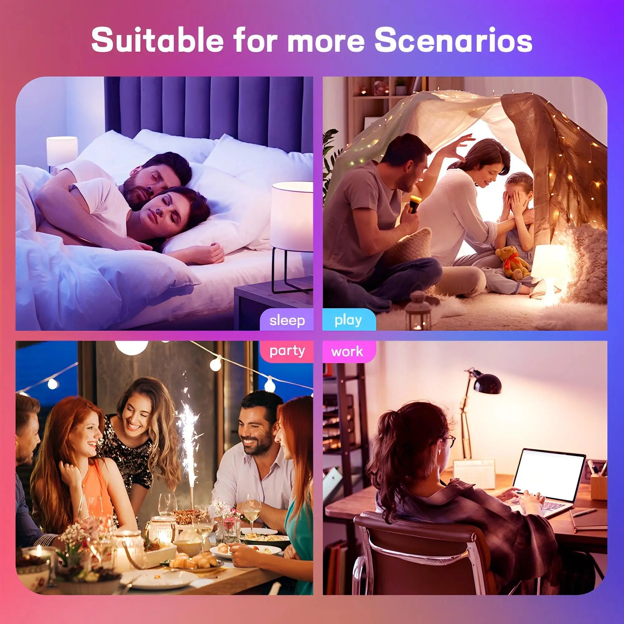 Smart Color Changing Dimmable Light Bulbs,  Bulbs with Music Sync & App Control, Smart Home Lights 4 bulbs