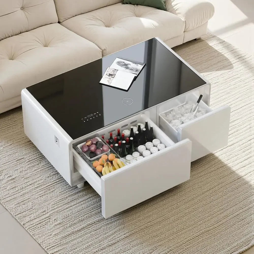 Smart Coffee Table with Refrigerator and Freezer, 23" D x 41.5" W x 18.2" H