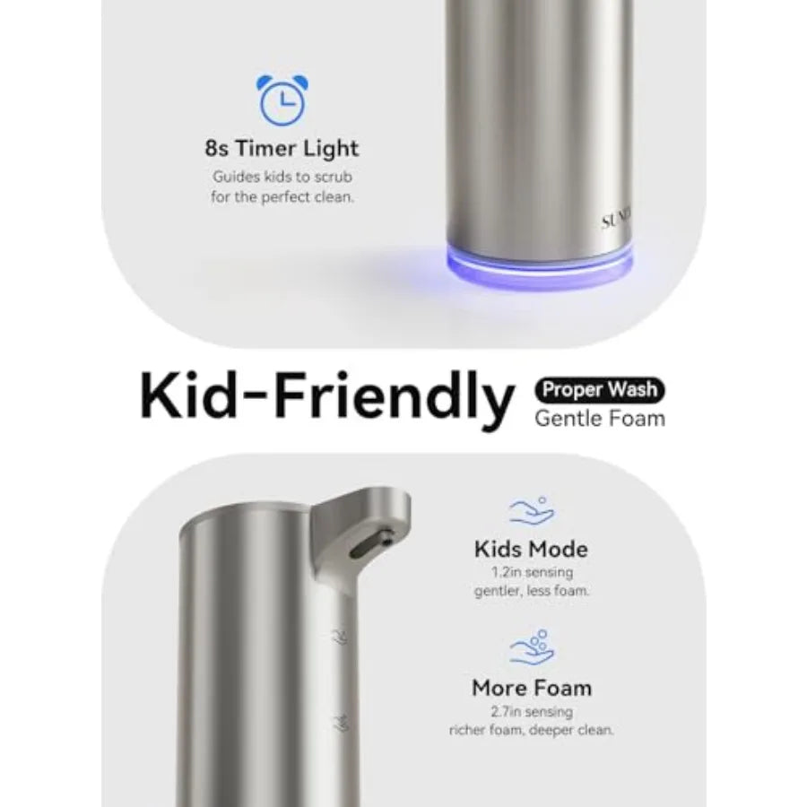 Automatic Touchless Foaming Soap Dispenser , USB-C Rechargeable, Smudge-Resistant