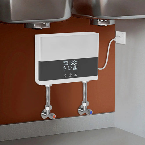 110V 4000W Mini Electric Water Heater,Silver/Gold ABS Instant Hot Water Heater with Remote Control for Kitchens