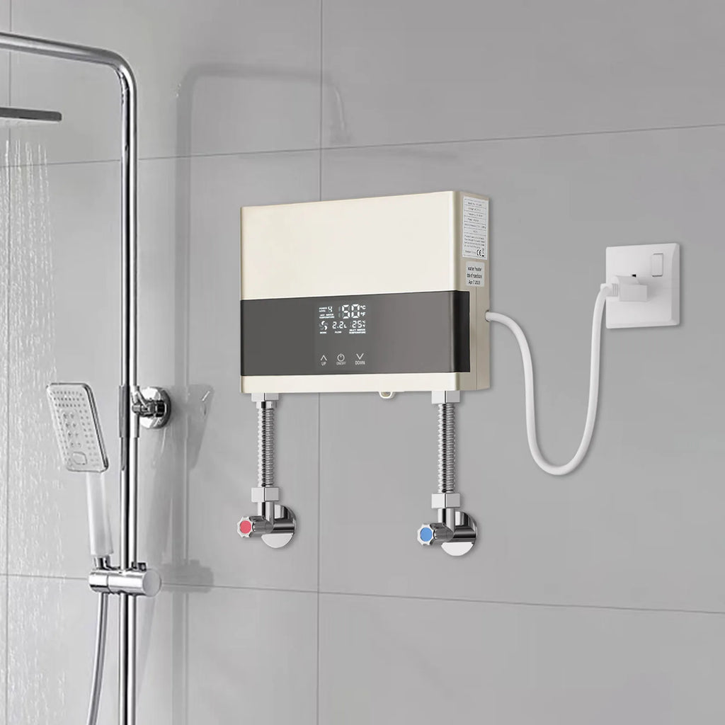 110V 4000W Mini Electric Water Heater,Silver/Gold ABS Instant Hot Water Heater with Remote Control for Kitchens